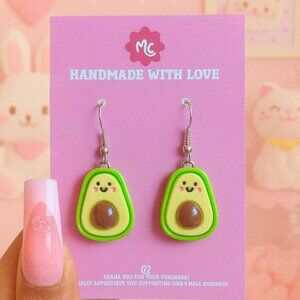 Cute Avocado Earrings | Kawaii Food Statement Jewelry